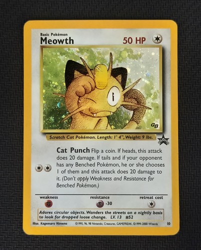 Pokémon TCG Meowth 10/53 Wotc Promo Holo Promo Basic 50HP English 1999