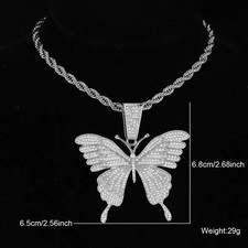 18K White Gold Plated Adjustable Crystal Butterfly Necklace Made With Swarovski