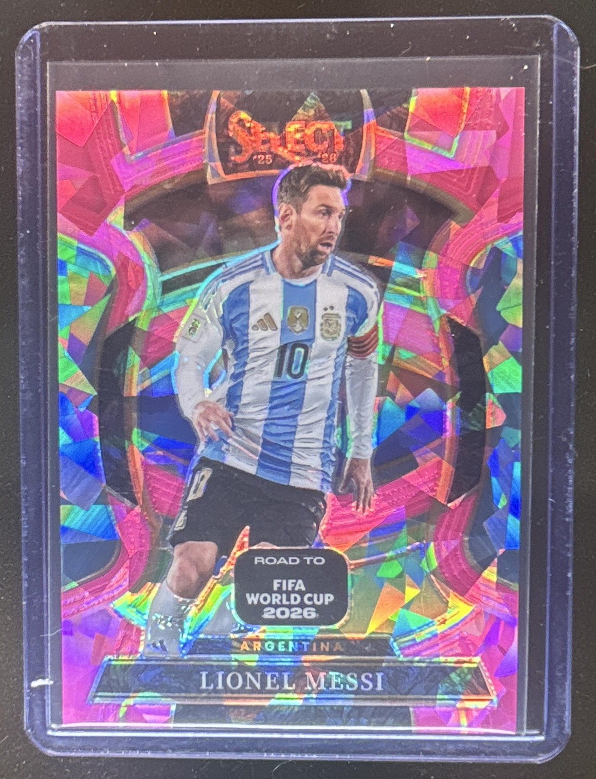 2025-26 Panini Select Road to FIFA World Cup Lionel Messi Terrace Pink Ice #56