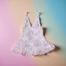 Victoria's Secret Pink All Over Floral Lace Halter Babydoll in size M