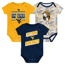 Newborn Navy West Virginia Mountaineers Sunday Comics 3-Pack Bodysuit Set
