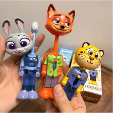 Cute Animal Character Toothbrush Soft Bristles Scalable Handle Kids Bathroom Gif
