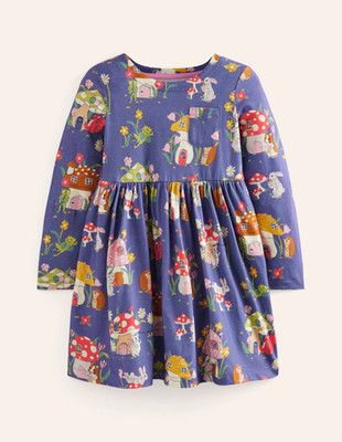 NEW Mini Boden Print Long Sleeve Dress