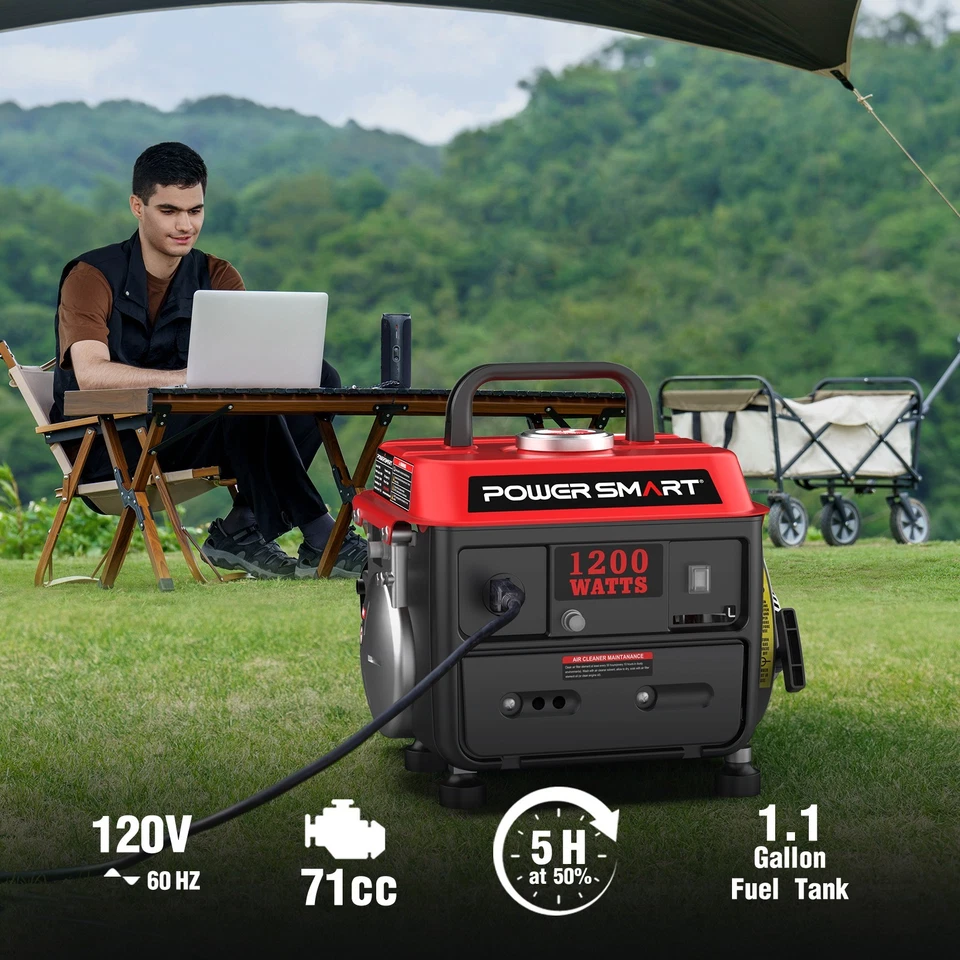 Generador de Gas PowerSmart 1200W, Motor 79cc, Duración 5 Horas, Salida 120V, Nuevo Foto 4 de 4