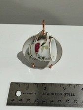 Vintage Miniature Tea Cup Saucer Rose with Stand China