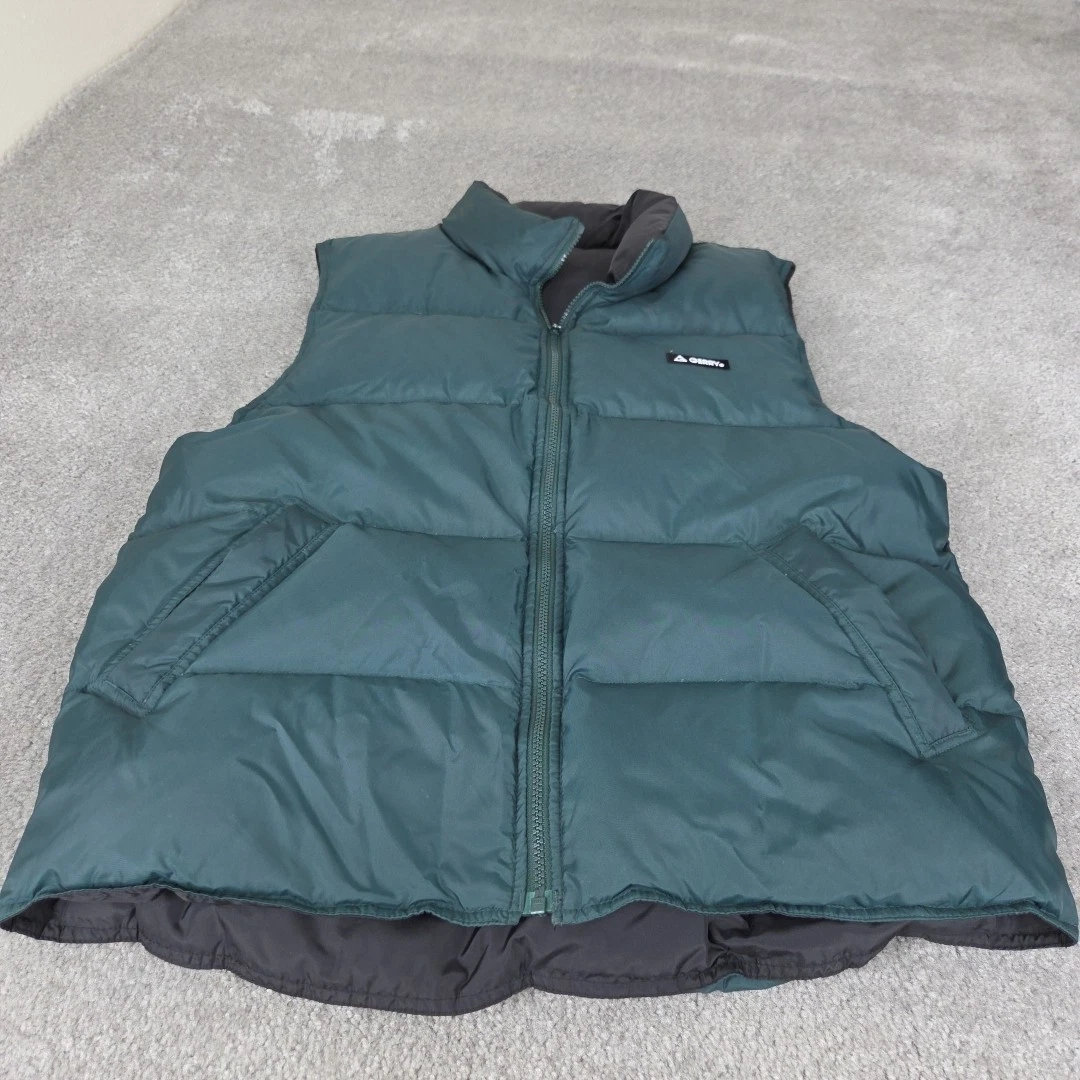 Gerry Down Reversible Puffer Vest Mens Medium Dark Green/Black Feather Zipper