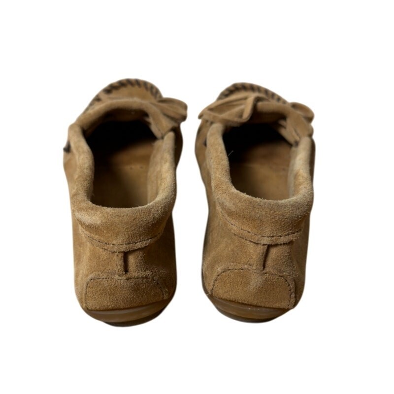 SAOLA Minnetonka donna 7 slip on camoscio gattino suola rigida mocassiani pelle marrone