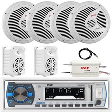 Pyle Marine AUX MP3 Receiver, 4x 6.5" 150W Speakers, 2x 5.25" 500W Speakers, Amp