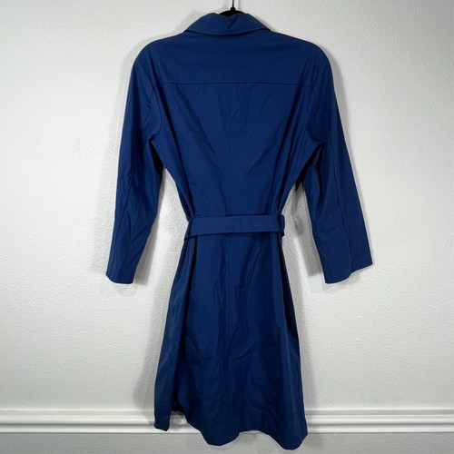 Hugo Boss Cobalt Blue Dashiri Stretch Cotton Poplin Belted Shirt Dress Womens 10 - Picture 6 of 20