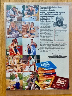 Ritter Sport Schokolade Quadratisch Praktisch Gut 1976 Vintage Werbung Reklame