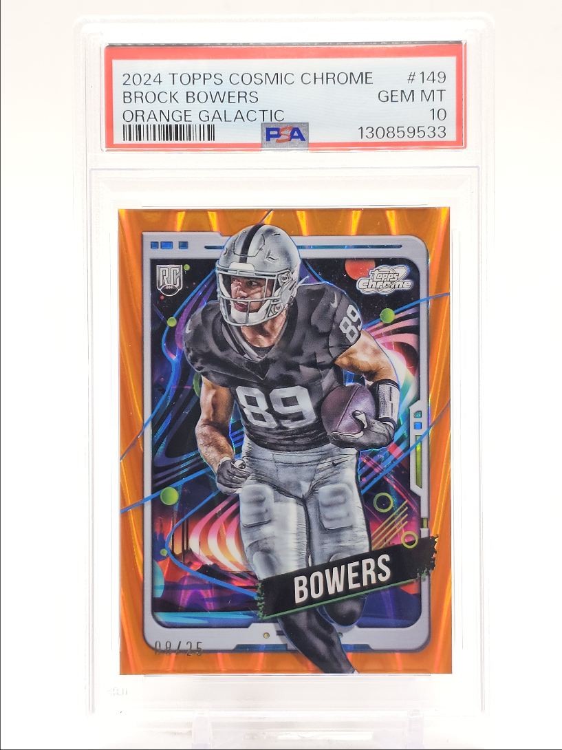 Brock Bowers Topps Cosmic Chrome #149 Orange Galactic