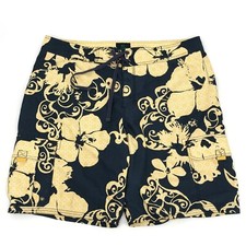 Old Navy Swim Trunks Mens XL Yellow Blue Board Shorts Pockets Beach Surf Floral