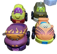 4 My B Toys MyBToys Baby Toddler CARS Toys Taxi Truck Plastic Pull Back Toys