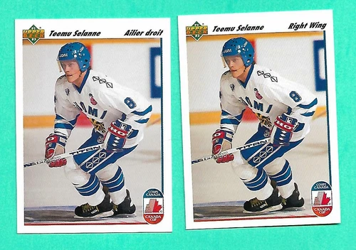 (2) TEEMU SELANNE 1991-92 UPD # 21 FINLAND ROOKIE WHIT FRENCH  NM-MT (W3154)  