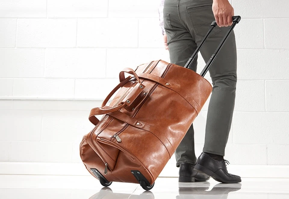 Widemouth leather weekend bag on sale
