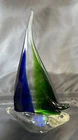 Murano Venetian Hand Blown Sailboat Blue Green Art Glass 8 “ Tall Boat Vintage