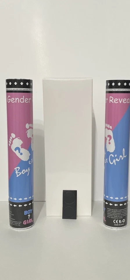 (2 Rosa) Cañón en Polvo Revelar Género Bebé Niña 12", 100% Poppers Biodegradables Foto 2 de 3