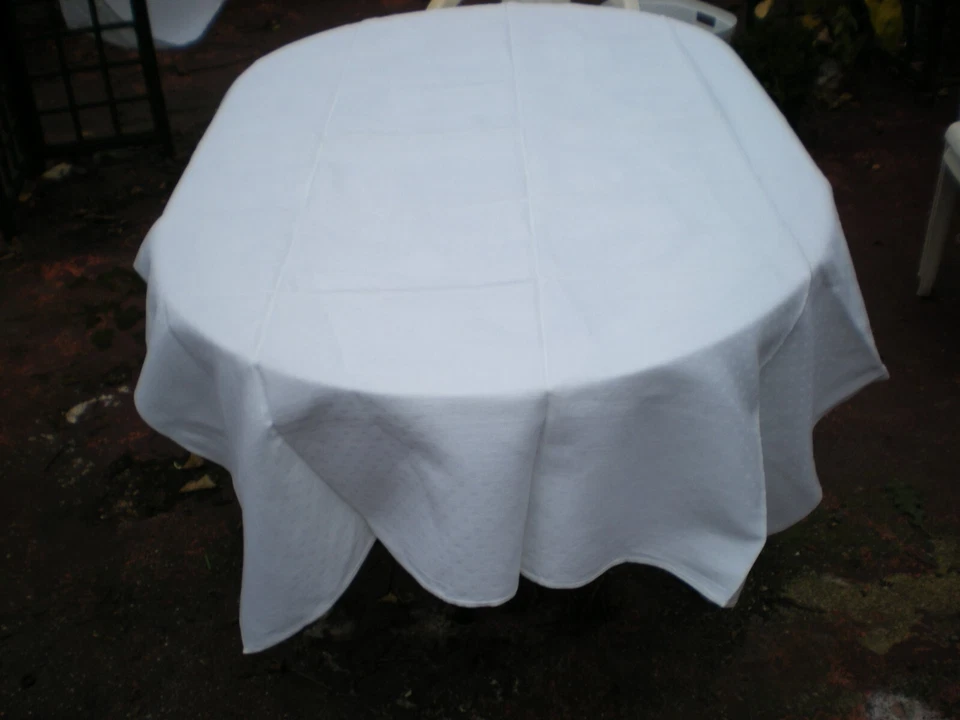 nappe ancienne blanche en damassée 163X122CM - Photo 2/4