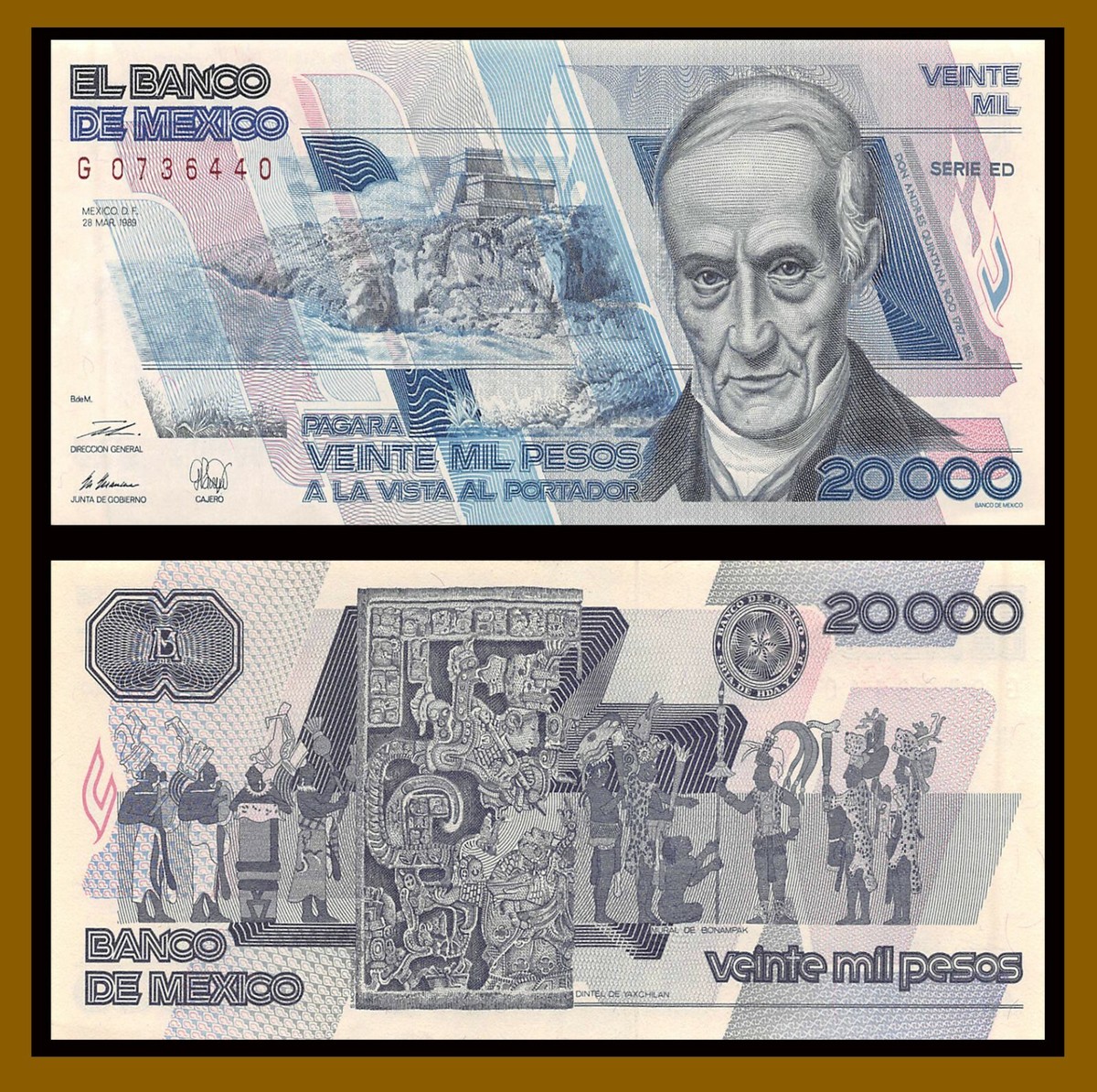 ⑤メキシコ旧紙幣　20000   1989年 ⑤メキシコ旧紙幣 20000 1989年 Yahoo!オークション -「メキシコ
