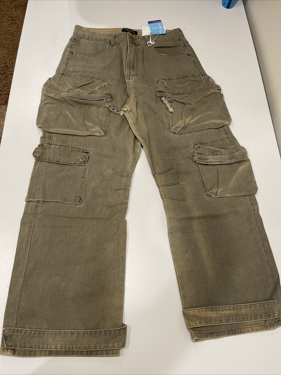11KN Multi Pockets Carpenter Cargo Pants Brown/ Yellow