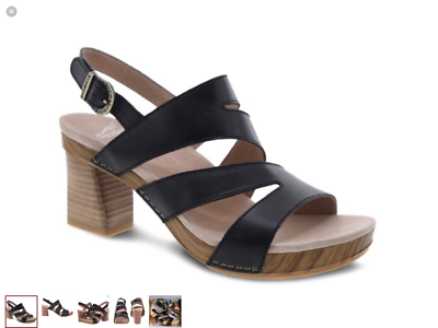 Dansko “Ashlee” Women's Block Heel Sandal Black Leather Sling Back