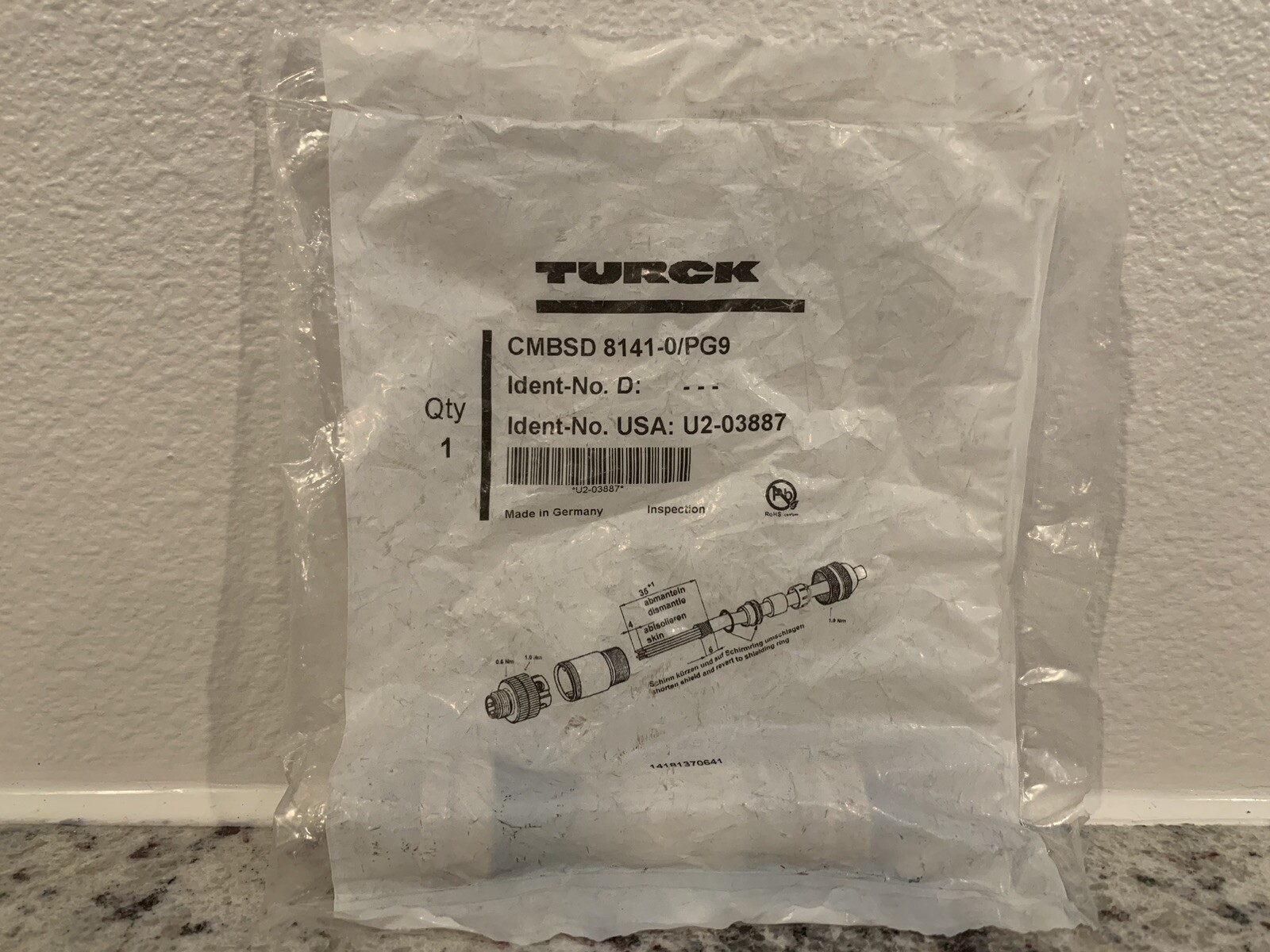 Connecteur Turck B 8251-0/PG9 - Pièce Neuve, Pour Câblage Industriel