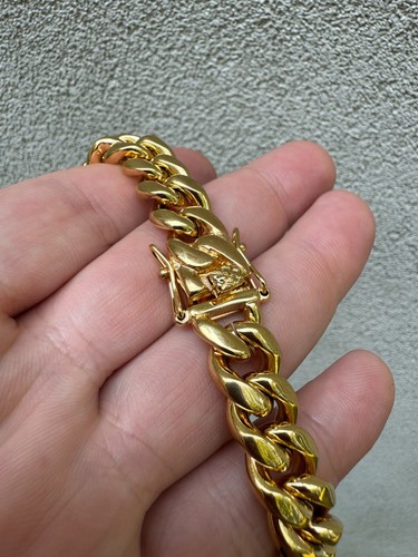 Miami Cuban Link Chain Necklace Bracelet 18k Gold Plated Stainless Steel 6-18mm - Picture 16 of 24