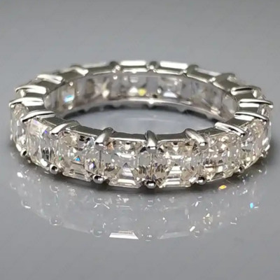 5,95 TCW Asscher Cut Moissanite Full Eternity Ehering 14K Weißgold vergoldet