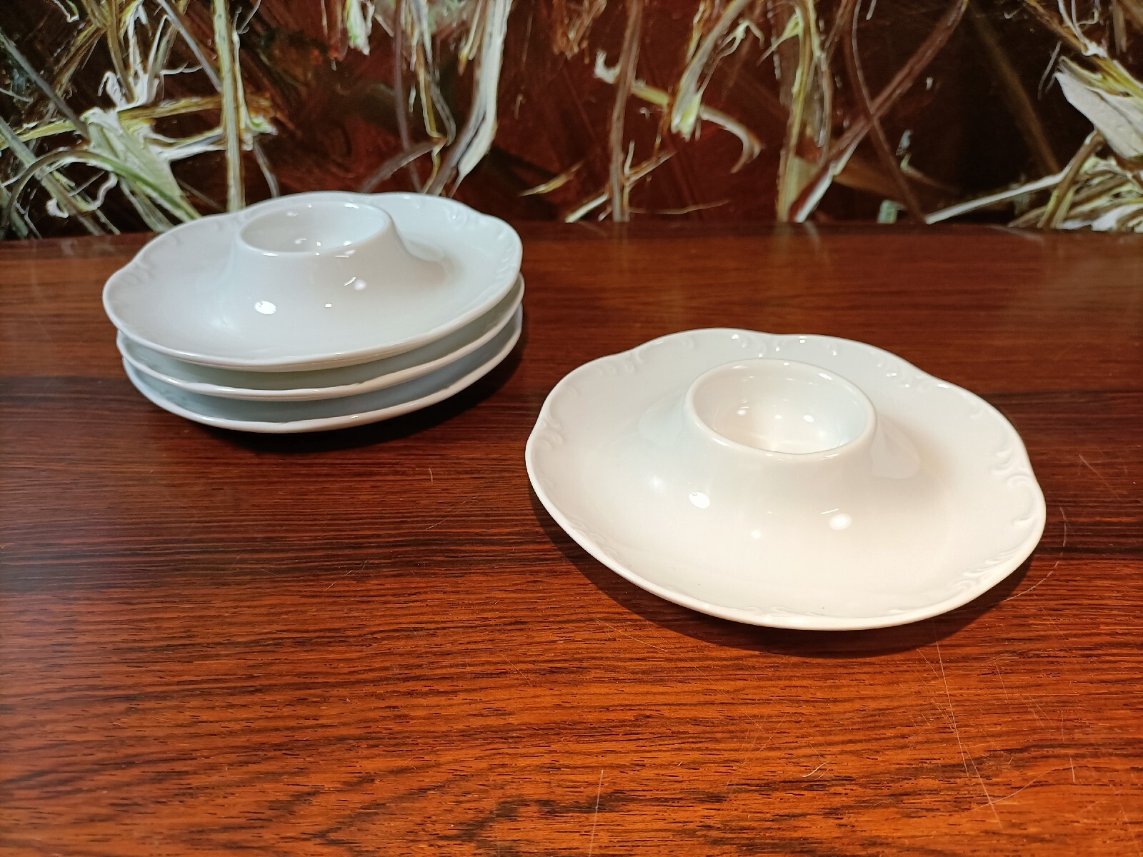 Rosenthal Germany Monbijou in White - 4 Egg Cups with Tray