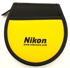 NWOT Nikon USA Yellow & Black Nylon 16 CD/DVDs Carry Travel Case Zipper Closure
