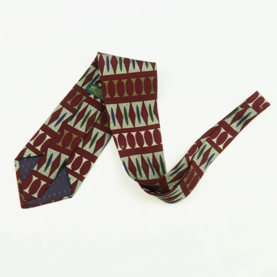 Corbata Harve Benard Para Hombres Clásica Arquitectónica Geométrica Abstracta 57"x4" Roja Foto 4 de 4