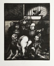 Radierung handsigniert Karl-Georg Hirsch Leipzig 1978 Jagd vorbei 52 x 39 cm