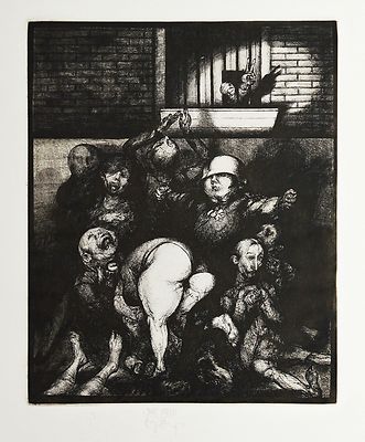 Radierung handsigniert Karl-Georg Hirsch Leipzig 1978 Jagd vorbei 52 x 39 cm