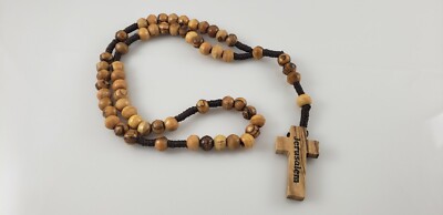 Handmade Holy Land Jerusalem Olive Wood Rosary Beads - Wood Grain varies, Gift