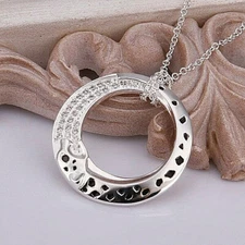 Leopard Pendant Necklace With Crystals Sterling Silver