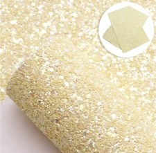 Chunky glitter Beige Yellow FAUX LEATHER SHEET 8" x 12" 1106771