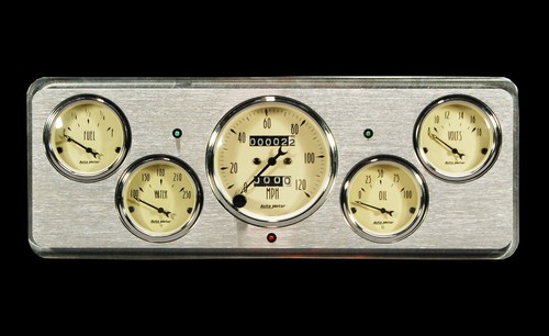 1939 Chevy Car Gauge Panel w/ Auto Meter Antique Beige Gauges Tan Dash Insert 39 - 第 1/1 張圖片