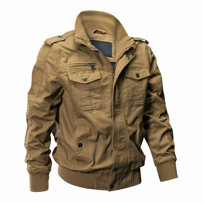 Mens Warm Jacket Military Cargo Pilot Coats MA-1 Bomber Jackets
