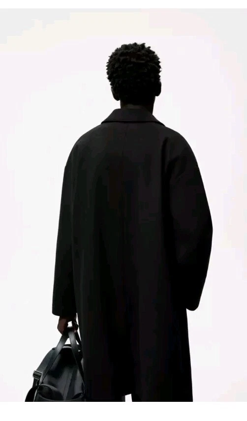 ABRIGO ZARA HOMBRE MEZCLA LANA NUEVO CON ETIQUETAS Orig. $129 Talla M Negro 22" Ptp 5070 470 Foto 3 de 4