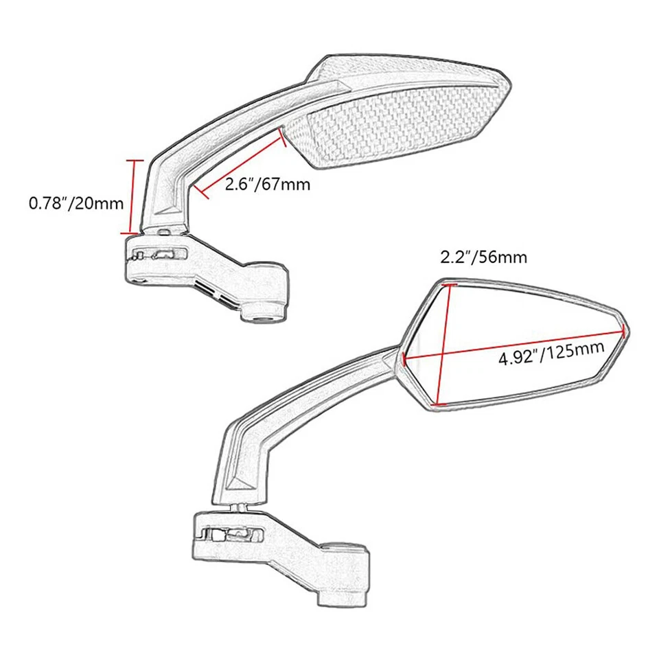 For Yamaha MT09 MT07 MT03 MT125 900 Tracer Rearview Side Mirrors Carbon Fiber - Image 4 of 4