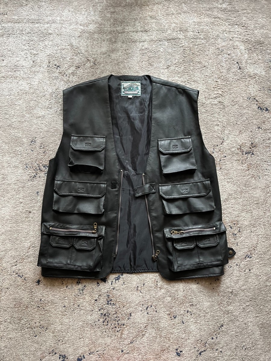 Vintage Leather Vest Owens Junya Style Punk Rock Band Style 90s 
