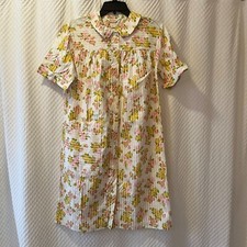 Vintage Miss Elaine Cotton Snap Front Housecoat Small Robe Duster