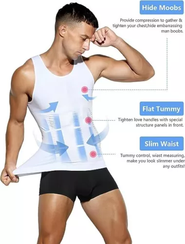 Gynäkomastie Compress Tanktop Männer Abnehmen Body Shaper Weste Bauchweg Shirt - Bild 7 von 26