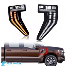 Pair Led Side Fender Maker Light For Ford F150 F-150 2021-2023 Drl Turn Signal Pair Led Side Fender Maker Light For Ford F150 F-150 2021-2023 Drl Turn Signal