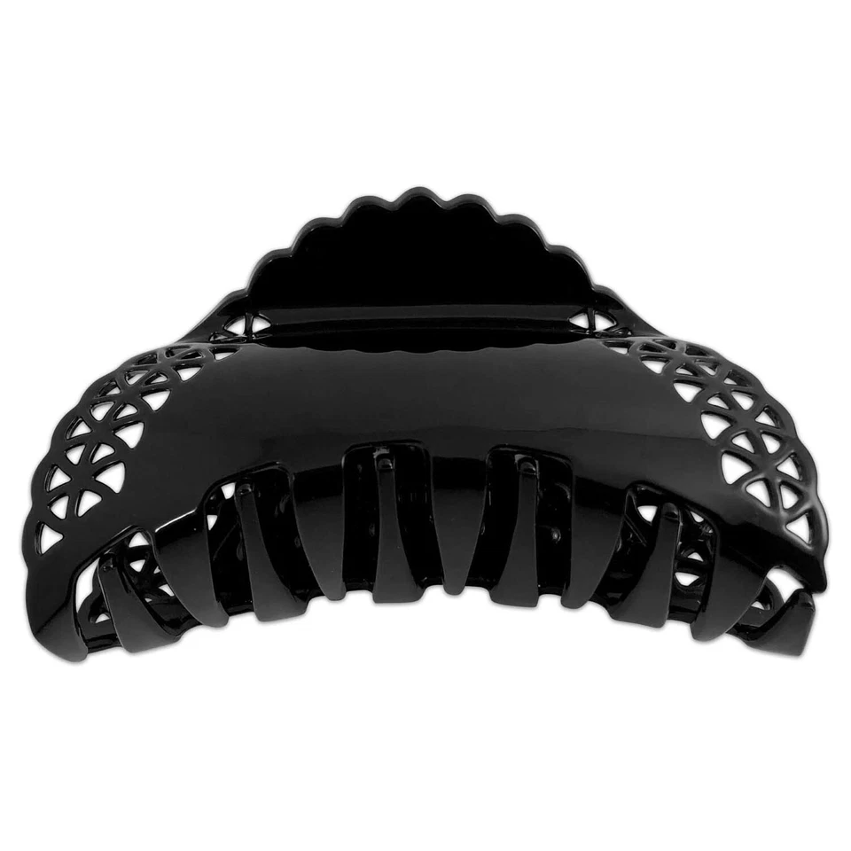 Clip de garra con encaje Scunci agarre antideslizante, marrón oscuro/negro, grande, 1 unidad Foto 4 de 4