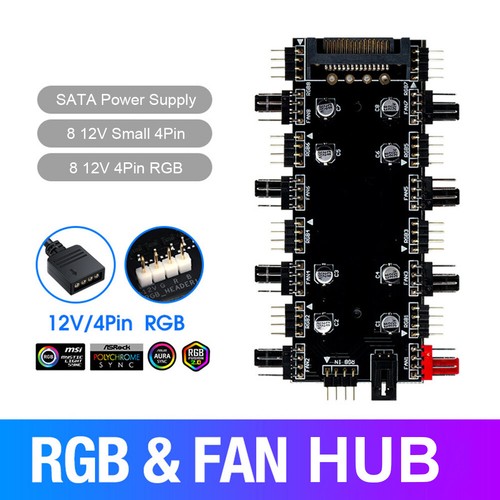 1 To 8 Multi Way RGB PWM HUB Splitter for PC Fan 12V/4 Pin LED Light Adapter New - Afbeelding 14 van 20
