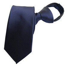 Men's Boy's Zipper Tie Business Wedding Solid Checks One Size Navy Blue