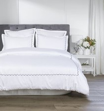 M'lange Home 600 Thread Count Sateen Cotton Scallop Embroidered Duvet Cover