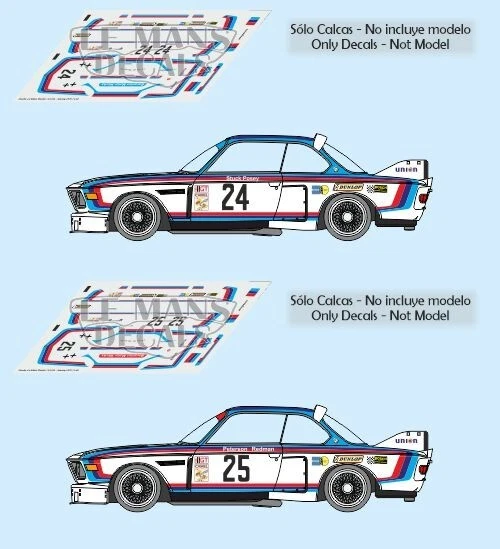 LE MANS DECALS Decals BMW 3.0 CSL Sebring 1975 1:32 1:43 1:24 1:18 Slot Calcas Possey Redman