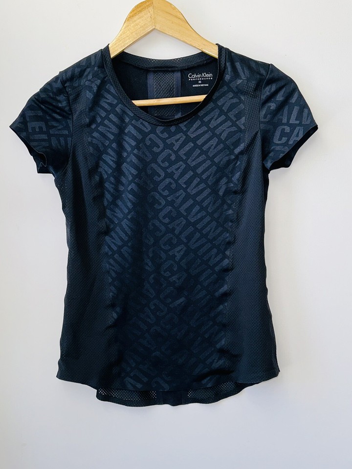 Calvin Klein performance Logo Tank Top Gym Workout Black Sz XS 8-10 Stretch